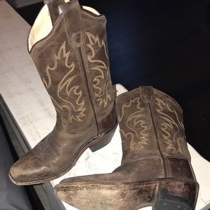 Toddler Girls Leather Western Boots 11D